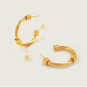 Gold 18k Gold Plated Twist Cuff Hoop Earrings